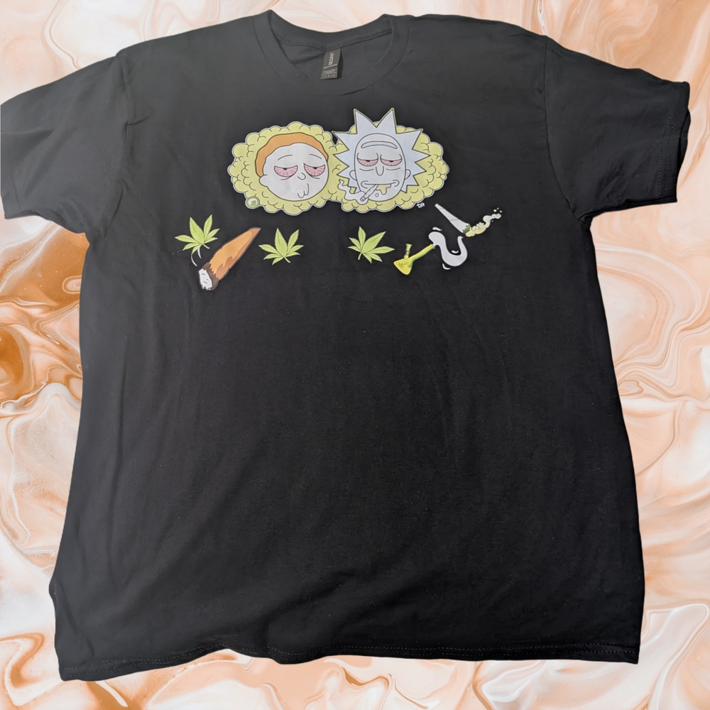 Black Graphic T-Shirt with Cartoon Design